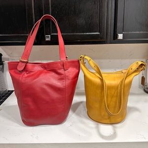 Vintage Coach XL Bag Bundle! Duffle Sac 9085 in Yellow and Soho Tote 4082 in Red